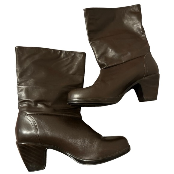 Dansko Bobbi brown leather heeled boots women’s 39 Roll down cuff ankle - Picture 2 of 8